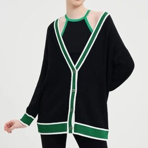 ALICE + OLIVIA BARRY OVERSIZED V-NECK CARDIGAN SIZE LARGE